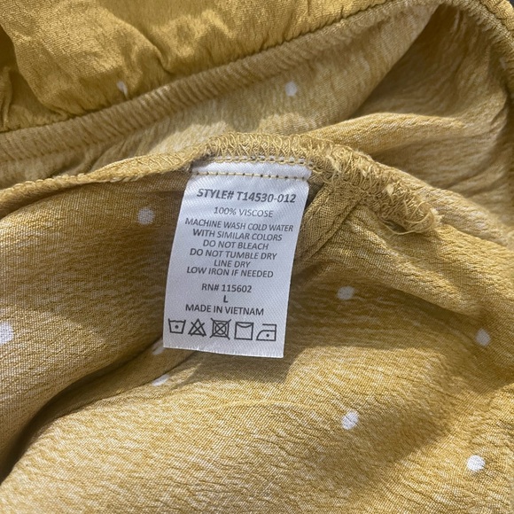 LUSH Mustard Yellow White Polkadots Surplus Wrap Bubble Top Sz Large L - Picture 13 of 13